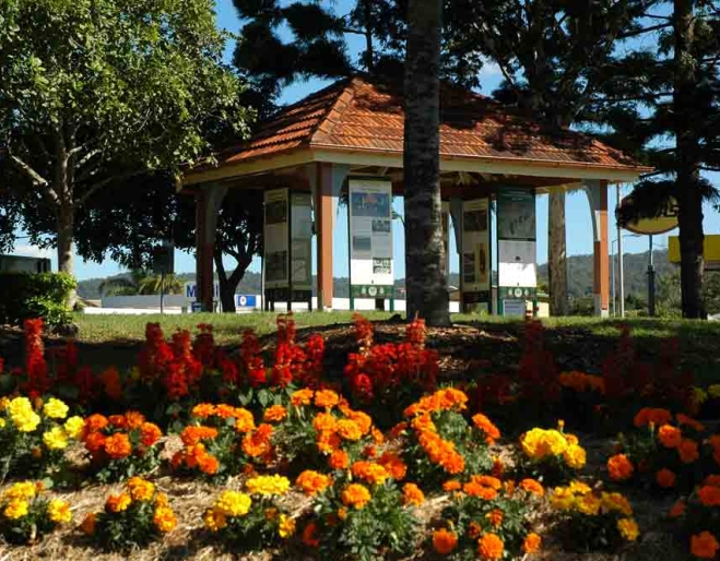 Bed of flowers in Stewart Place Memorial Reserve Ashgrove