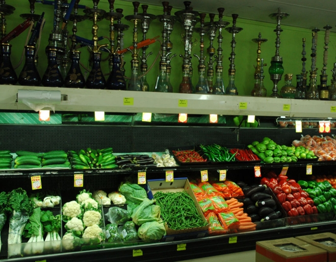 Fruits and vegetables inside Banana George Fruit Barn in Woodridge.