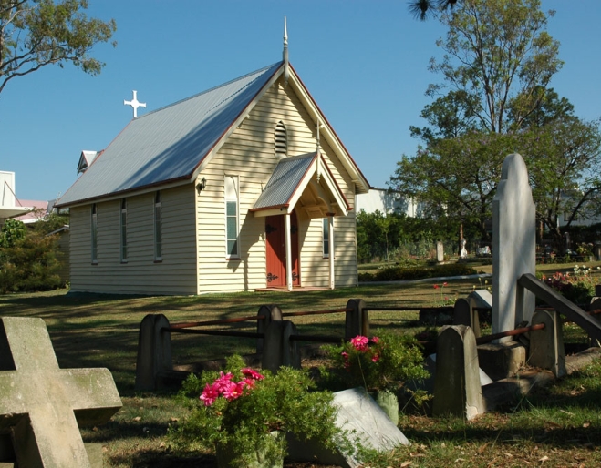 Tomb stones in front of Christ Church Tingalpa