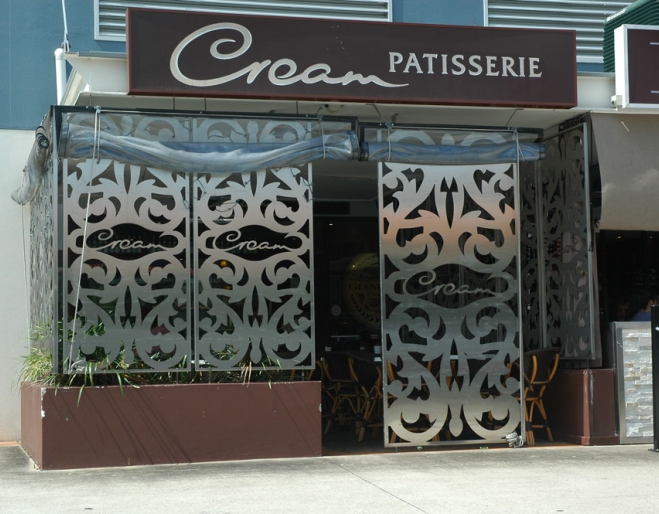 Steel shop front of Cream Patisserie Boulangerie in Coorparoo