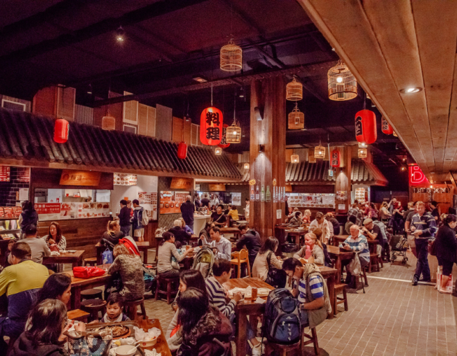 People dining inside 8 Street at Westfield Mt Gravatt