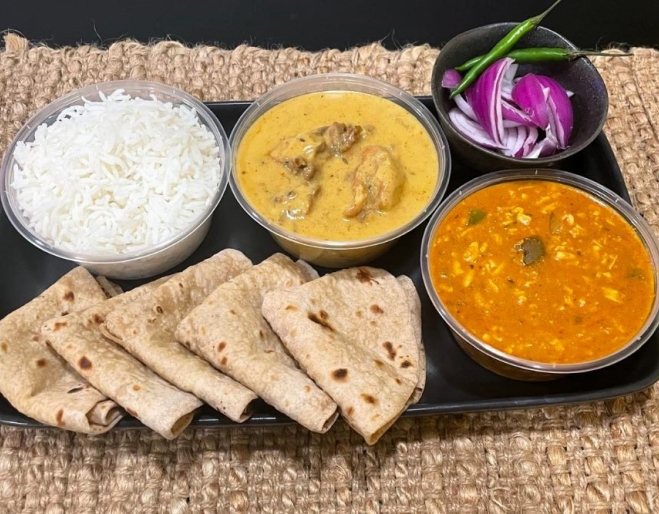 Display of Indian food at BeeJay's Home Kitchen