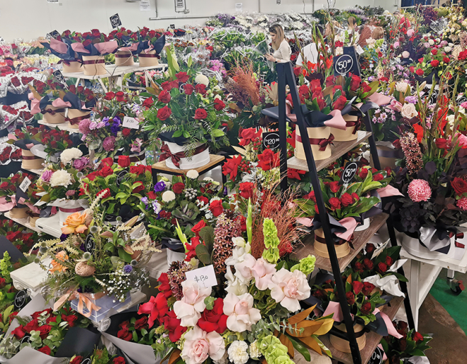 Flowers inside Brisbane Flower Market