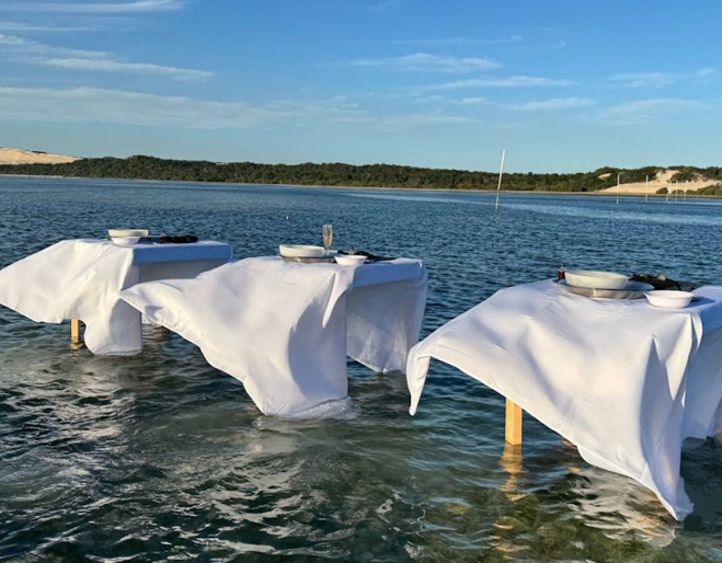 Tables set in water 