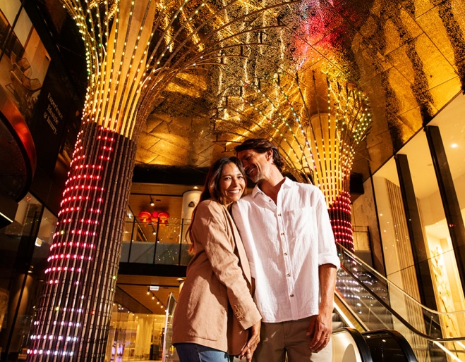 Couple on stairs at Brisbane Quarter