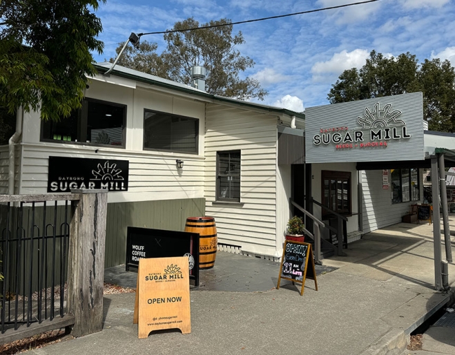Exterior of Dayboro Sugar Mill, Dayboro, Moreton Bay region, Queensland, The Mill, beers and burgers, live entertainment, cocktails, country day trips, close to Samford