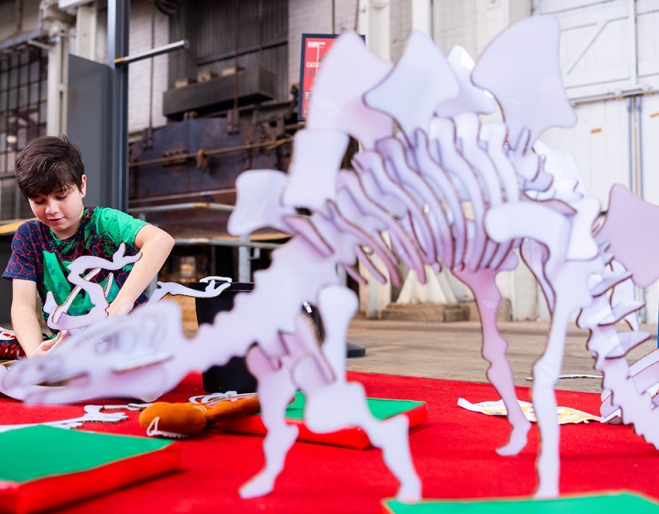 child making dinosaur