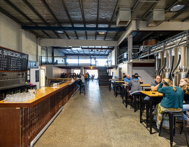 Bar and seating inside Flat Lizard Brewing Stafford