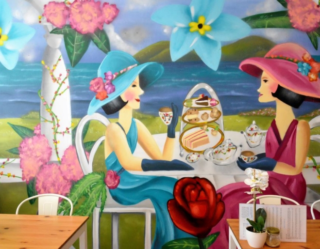 Mural on wall at Forget Me Not Cafe, Graceville 