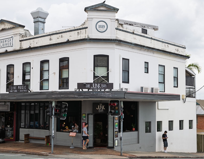 Exterior corner view of The Junk Bar New Farm