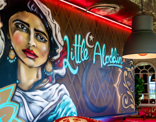 Large art mural at Little Aladdin Graceville