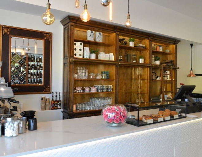 Counter inside Little Glass Room Espresso Bar, Mt Gravatt