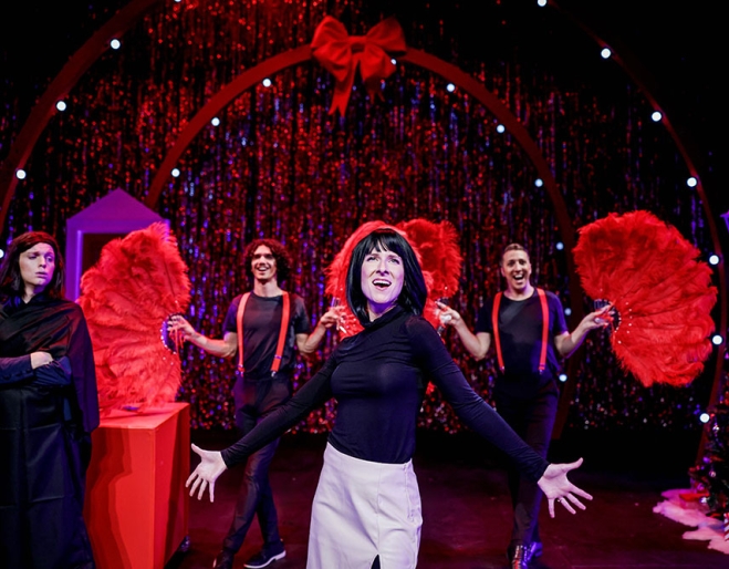 Cast members on stage at Love Actually? The Musical Parody