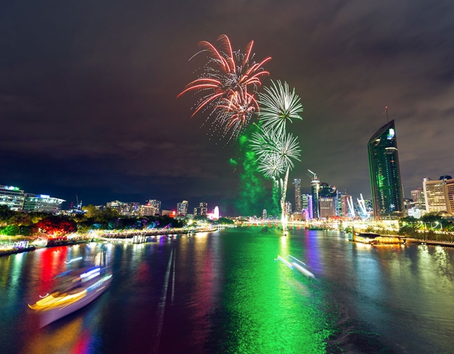 Fireworks over Brisbane River