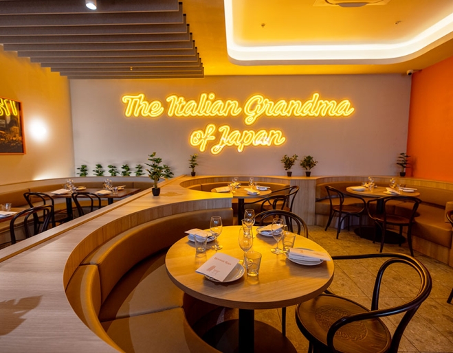 Booth seating inside Nonna San 