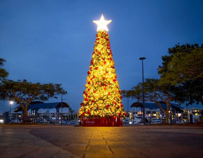 A lit up Christmas tree, Christmas On Redlands Coast