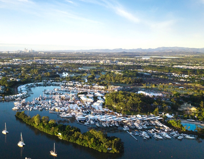 Aerial view of Sanctuary Cove International Boat Show