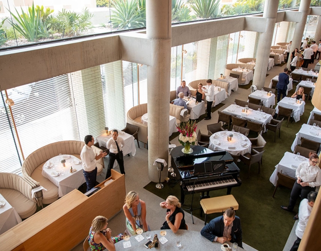 Vie of dining room from top floor at SK Steak & Oyster