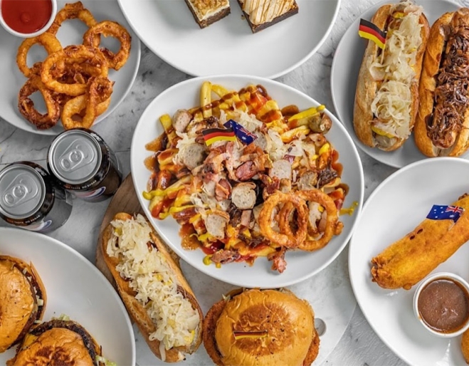 Display of German cuisine at Bavarian Sizzle Coorparoo 