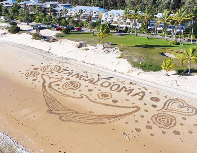Sand Art on Tangalooma Island beach  