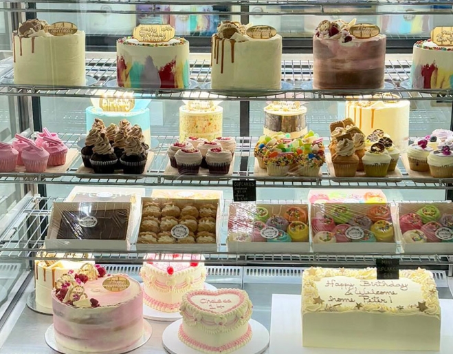 Selection of cakes at Vanilla Pod