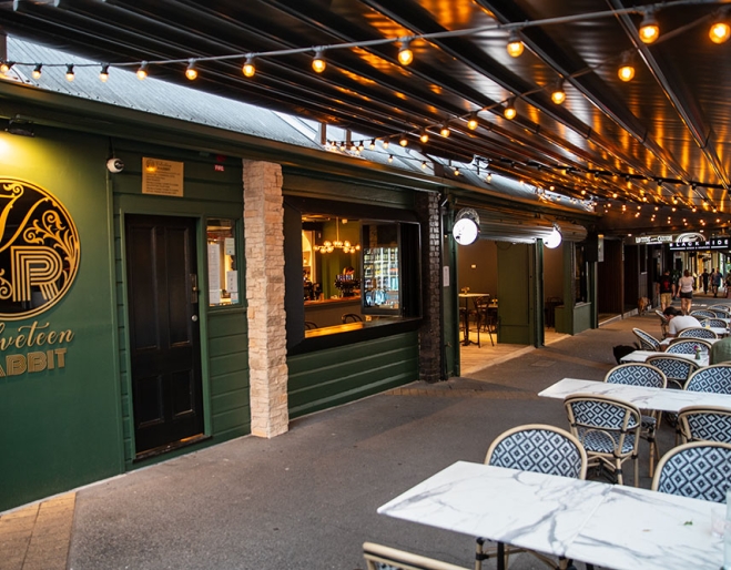 Seating outside at Velveteen Rabbit Petrie Terrace