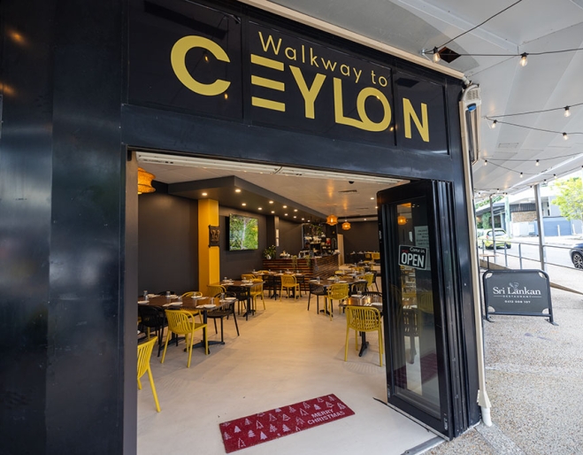 Corner street entry of Walkway to Ceylon