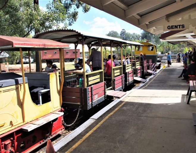 Carraiges of Heritage Train Rides Woodford Railway at Woodford Station platform