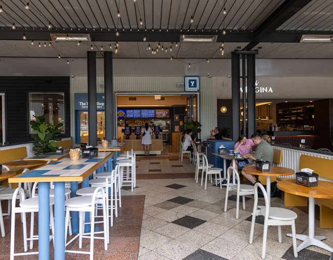 Outdoor seating at The Yiros Shop