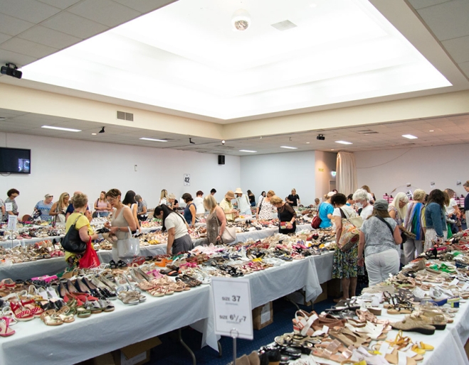 Shoppers at West End Shoe Sale