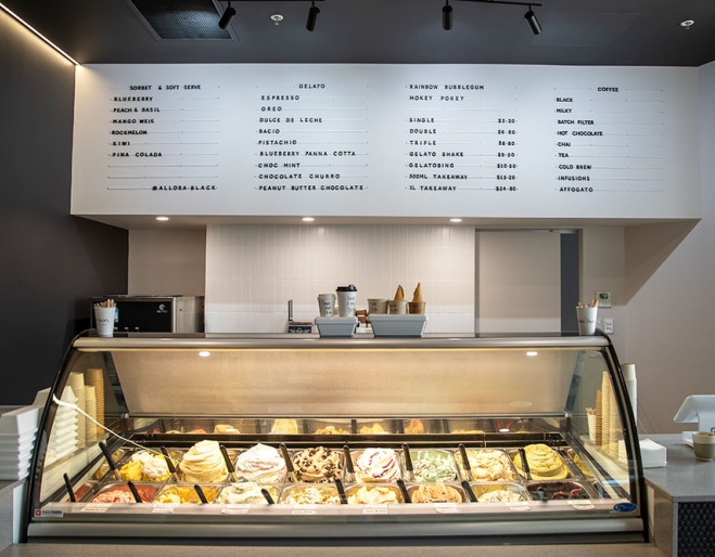 Gelati displayed at Allora Newmarket 