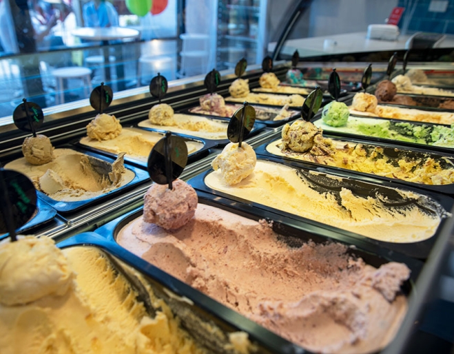 Ice creams on display at Lick! Ice Cream 