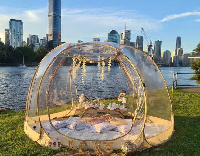 Bubble tent alongside Brisbane River