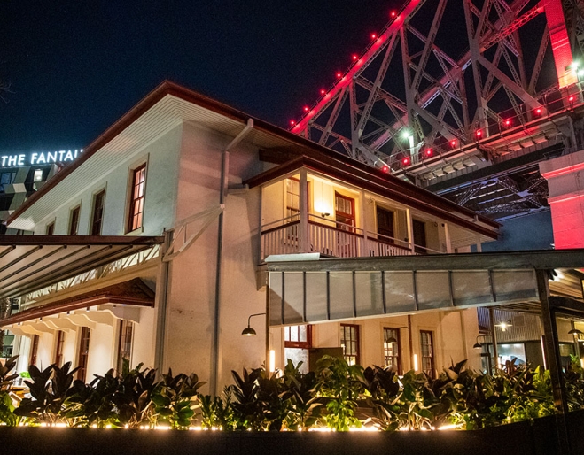 Exterior of Stanley Howard Smith Wharves at night