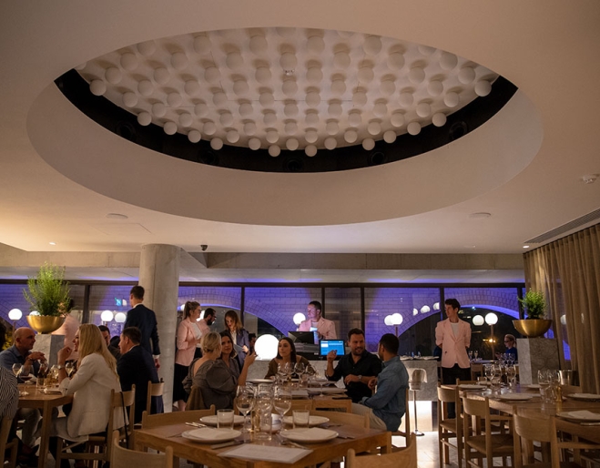 People dining side Hellenika James St Fortitude Valley at night