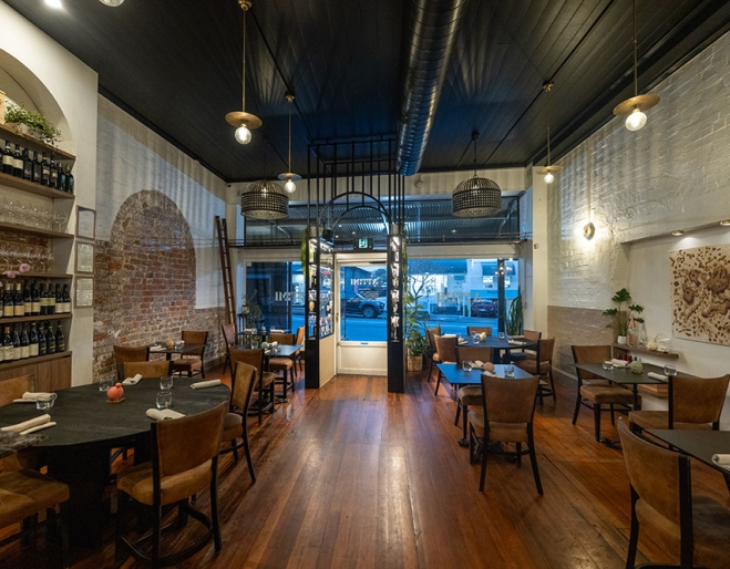 Interior of Attimi Retaurant looking towards street