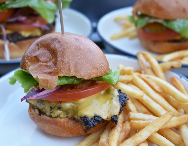 Burger and chips at Market Burger Samford