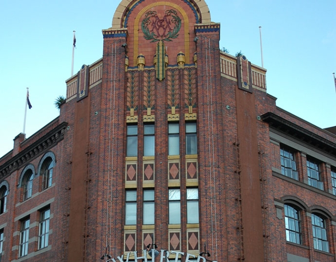 Corner facade of McWhirter's Building