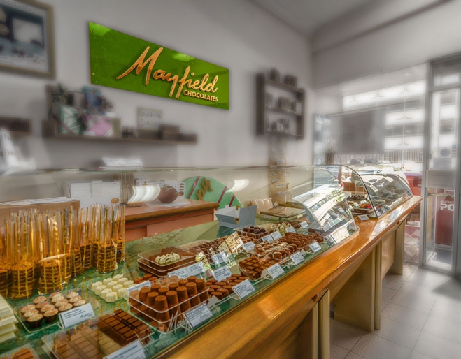 Counter inside Mayfield Chocolates
