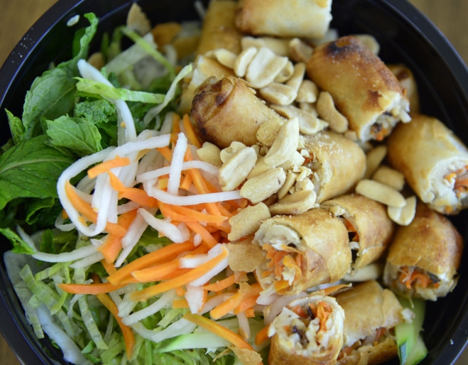 Bowl of take awya Vietnamese food
