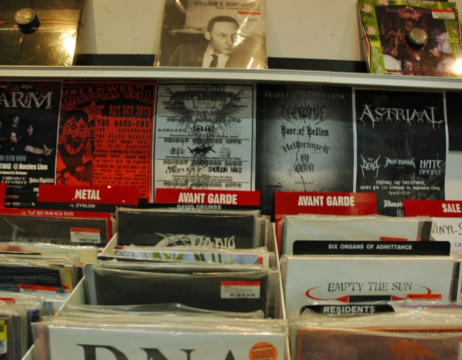 Vinyl LPs inside Rocking Horse Records in Brisbane