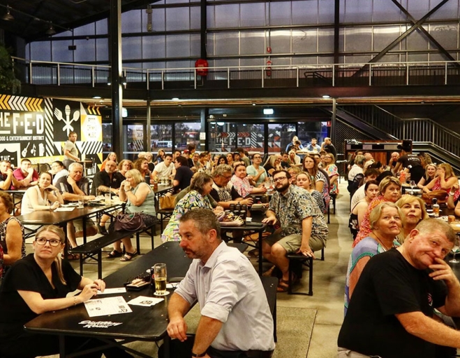 People inaide Sugar Creek Smokehouse