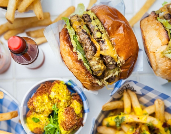 Selection of burgers, Super Combo, Bowen Hills