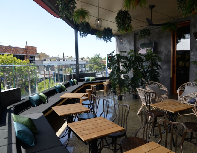 Loft Bar terrace overlooking Boundry St in Brisbane's West End 