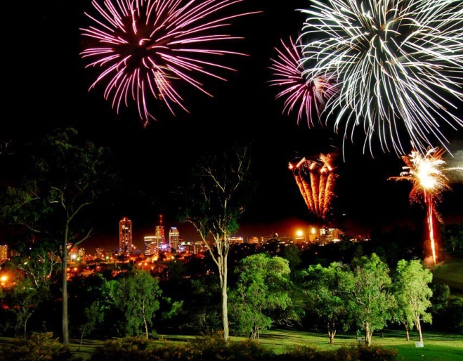 City fireworks view from Victoria Park