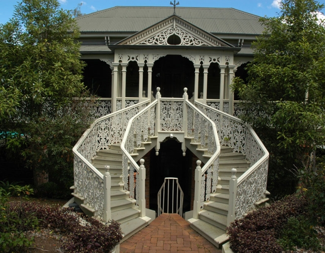 Winding stairs at entrance of Warrawee house in Toowong 