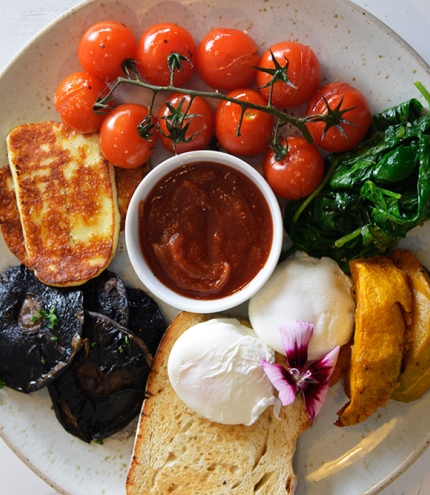 Breakfast meal on a plate at Chapter IV Paddington