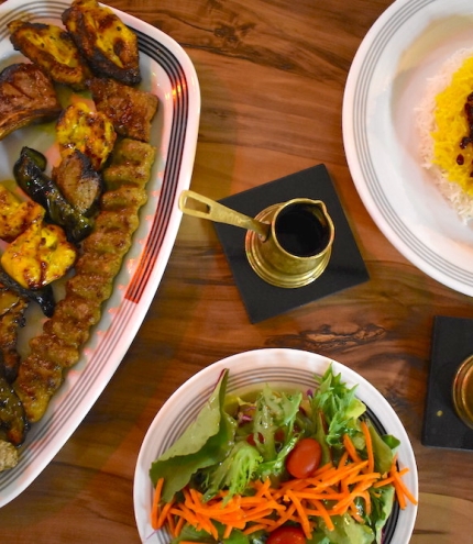 Persian food on plates at Farah Restaurant Spring Hill