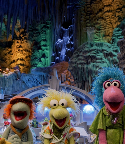 Muppets on stage at the Make, Believe, Magic The Worlds of the Jim Henson Company show