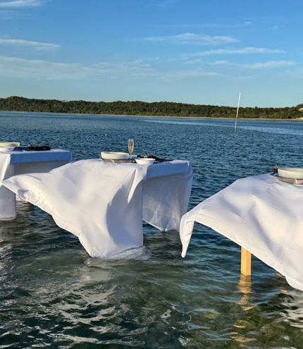Tables set in water 